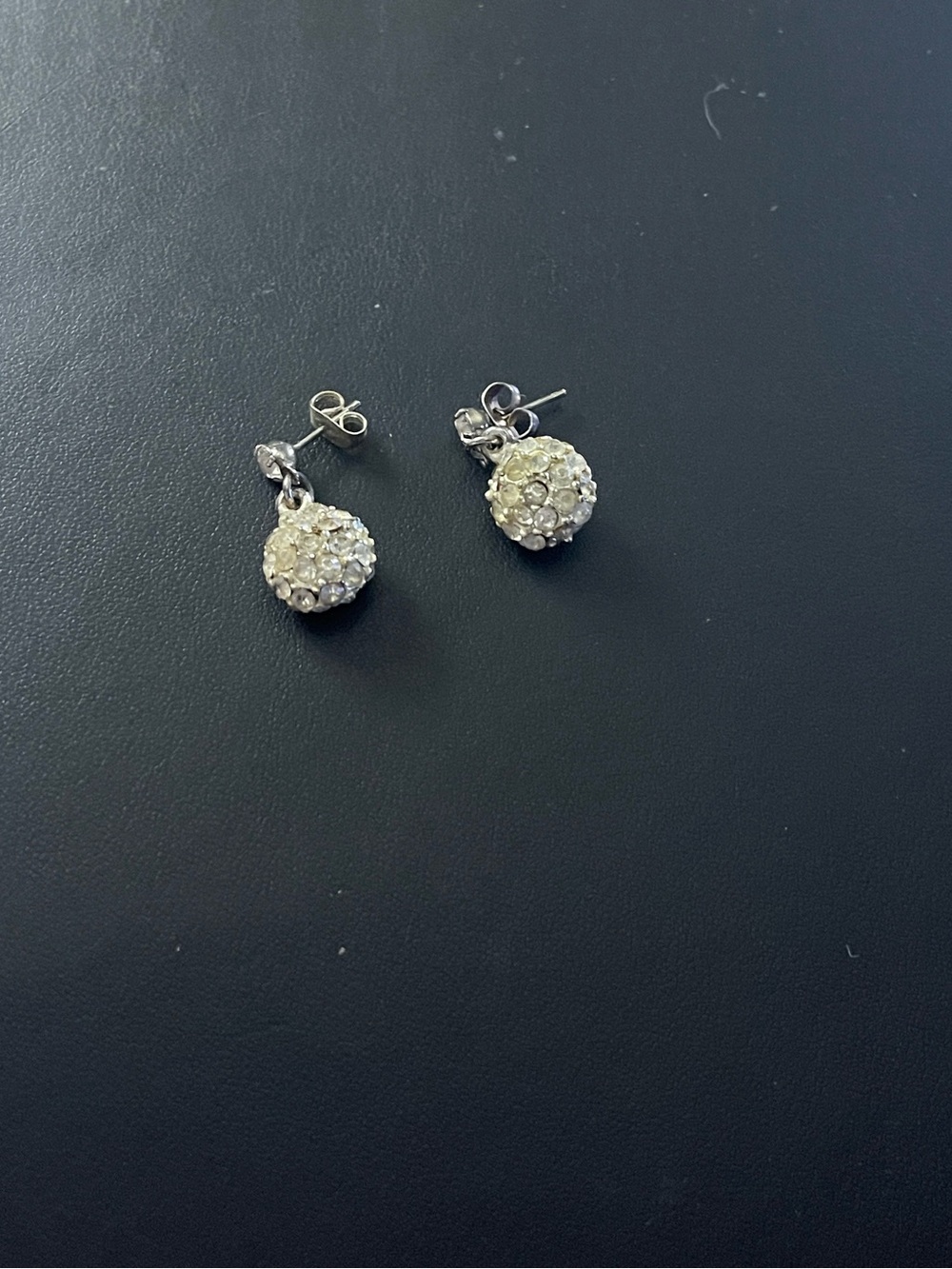 Silver-Tone Crystal Ball Drop Earrings - Sparkling Clear
